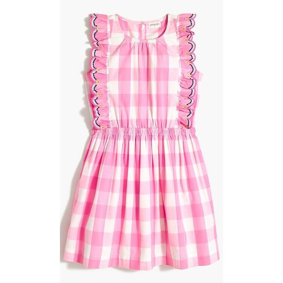 CREWCUTS Ruffle Trim Pink Gingham Party Dress NWT 16 Girls